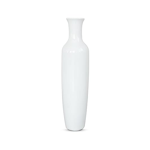 Tall Floor Vase, 27.5 inches (70cm, 2.3FT) Tall Large Floor Vase, Sturdy, Luxury, Smooth, Vessel for Decorative Branches Dried Flowers, Tall Vase for Decor, Resin White