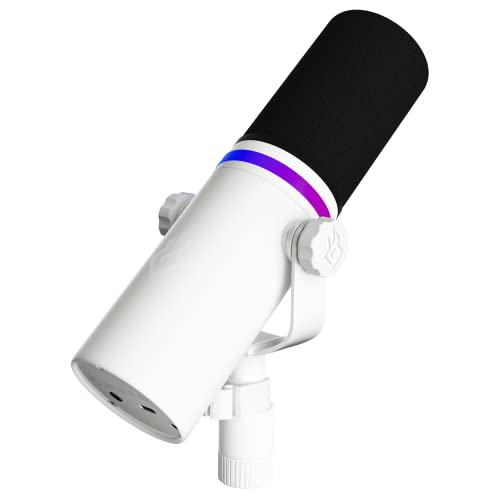 BEACN Dynamic USB Microphone for PC | Podcast and Streaming Microphone for Computer | White Gaming Mic for Streaming and Twitch | White Dynamic Microphone for Podcast (Light) - Light