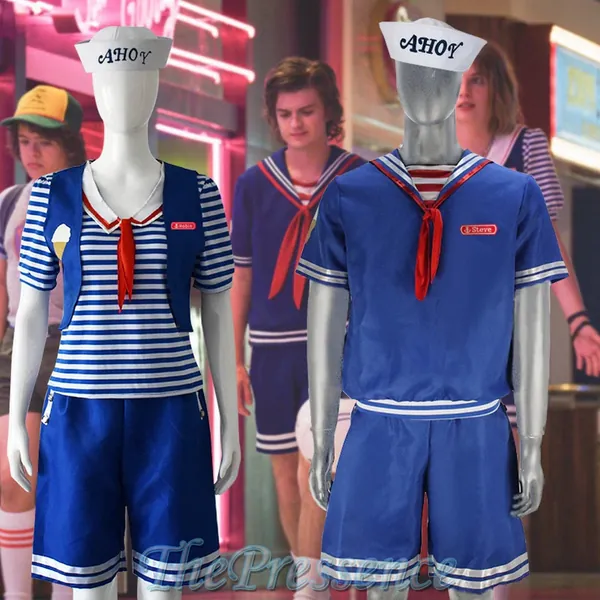 Robin Steve Harrington Cosplay | Uniform Cheerleader Season 3 Costume | Scoops Ahoy Cosplay Costume Sailor Uniform