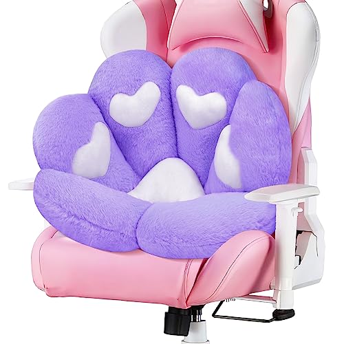MOONBEEKI Cat Paw Cushion Chair Comfy Kawaii Chair Plush Seat Cushions Shape Lazy Pillow for Gamer Chair 28"x 24" Cozy Floor Cute Seat Kawaii for Girl Gift, Dining Room Bedroom Decorate (Purple) - Purple - 28 Inch