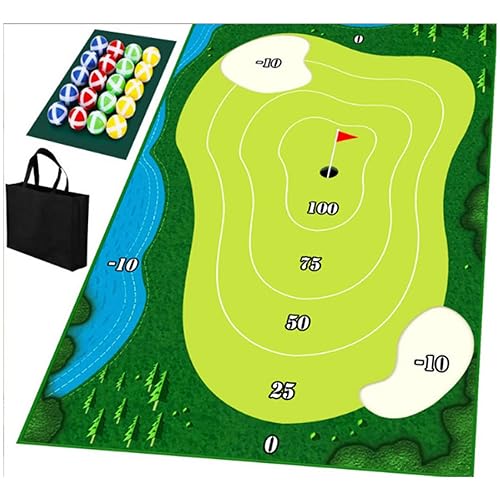 Portable Indoor/Outdoor Golf Game Set with Chipping Golf Play Mat, Hitting Mats, and Golf Training Aid Equipment for Home Backyard Practice - Includes 16 Golf Balls,D style - 80*150cm