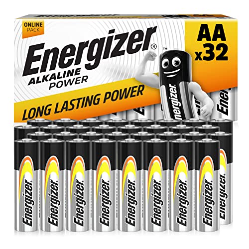 Energizer AA Batteries, Alkaline Power, 32 Pack, Double A Battery Pack - Amazon Exclusive (Packaging may vary) - 32 Count (Pack of 1) - Single - Batteries