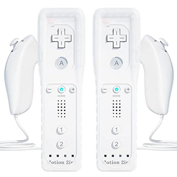 TechKen Controller für Wii mit Motion Plus und Wii Nunchuck Controller Wii Fernbedienung Nunchuk Kontroller Wii Vernbedinung Remote Plus Controller Ersatz für Wii/WiiU