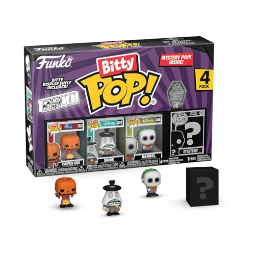 Funko Bitty Pop! The Nightmare Before Christmas Mini Collectible Toys 4-Pack - Pumpkin King, Mayor, Barrel & Mystery Chase Figure (Styles May Vary)