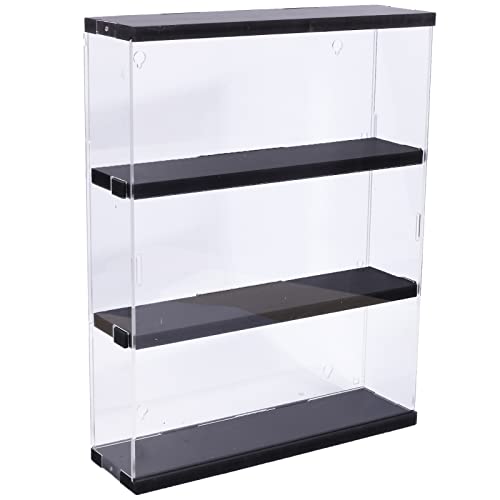 DuvinDD Acrylic Display Case Wall Mounted Funko POP Shelves Clear Showcase Display Cabinet with Sliding Door for Lego Collectibles Action Figure Dustproof Black Storage Box(11.8x3.3x14.8 inch) - Black - wall-mounted (11.8 x 3.3 x 14.8 inch)