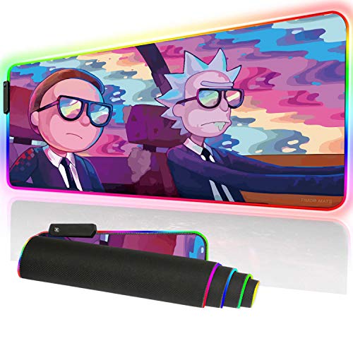 RGB Mouse Pad, Imegny 35.4*15.7Inch Led Gaming Mouse Pad Oversized Glowing Mat Colorful Soft Mat for Mice Computer Keyboard with Non-Slip Rubber Base Water-Resistant (90x40 rgglassesman) - 90x40 rggun001