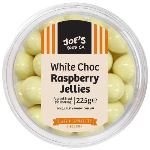 J.C.'s White Choc Raspberry Jellies 225G