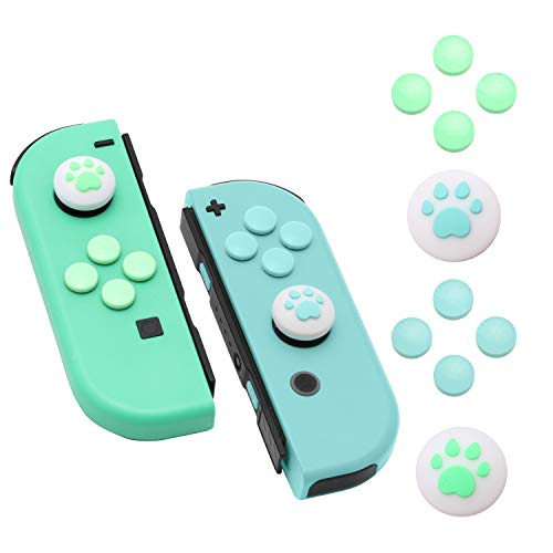 Paw Print Thumb Grip Caps for Nintendo Switch, Button Cap Set for Nintendo Switch Joy-con - Animal Crossing New Horizons Theme - Bluegreenwhite