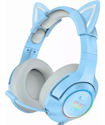 Auriculares Gamer Onikuma K9 con luz RGB azul cielo