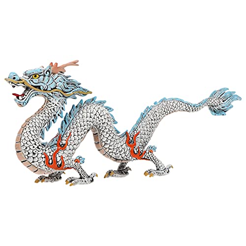 Toyvian Dragon Miniature Figure Chinese Statue Plastic Ancient Dragon Figure Dragon Model Eastern Traditional Adornment Desktop Decor for Home Decoration Playing (Silver) - Silver