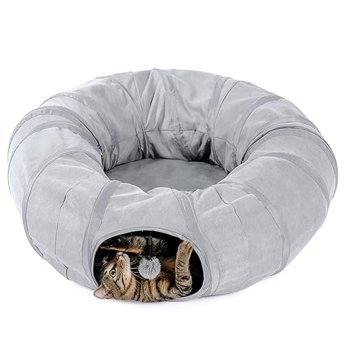 PAWZ Road Cat Tunnel Bed with Central Mat and Peek Hole Cat Bed with Cat Toy Hanging Balls -Tunnel Bed - Tunnel Bed