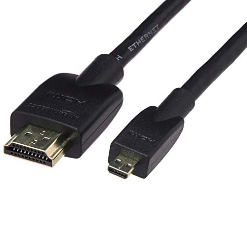Amazon Basics - Flexibles Verbindungskabel, Micro-HDMI auf HDMI, 1.8 m, Schwarz - 1.8 m - Flexibles Micro-HDMI-auf HDMI-Kabel - Single