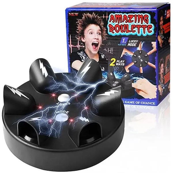OSDUE Juego de Ruleta de Choque, Detector de Motor, Prueba de Detector de Mentiras de Dedo Eléctrico, Juguete de Juego de Fiesta de Detector de Mentiras, Juguete Divertido de Verdad o Reto