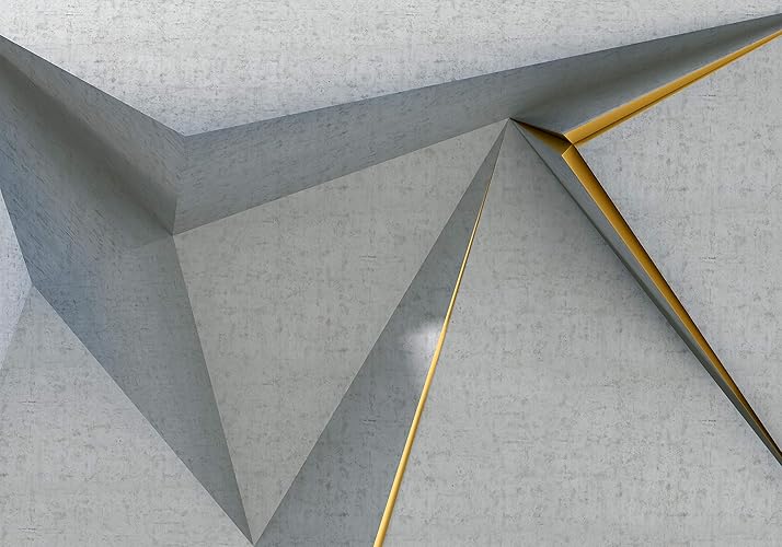 wandmotiv24 Foto mural Muro de piedra con formas geométricas S 200 x 140 cm - 4 partes Fotografía, papeles pintados no tejidos Gris abstracto M6134 - S 200 x 140 cm - 4 partes - Muro de Piedra Con Formas Geométricas
