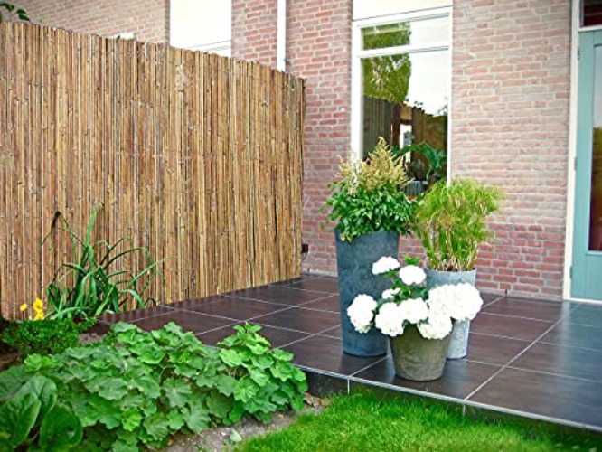 Abaseen Natural Bamboo Slat Garden Fence Covering Outdoor Privacy Bamboo Garden Screening Roll (1m x 4m) - 1m x 4m