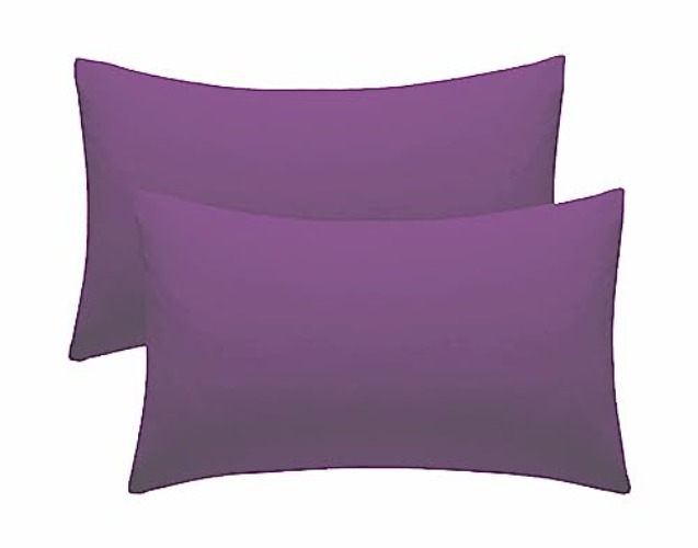 Pillow Cases 2 Pack Purple Pillow Covers 50X75CM Hotel Quality Poly Cotton (Purple, 2 Pillow Cases) - Purple - 2 Pillow Cases