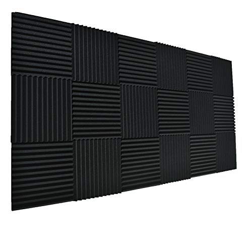 24 Pack Black 1" x 12" x 12" Acoustic Wedge Studio Foam Sound Absorption Wall Panels