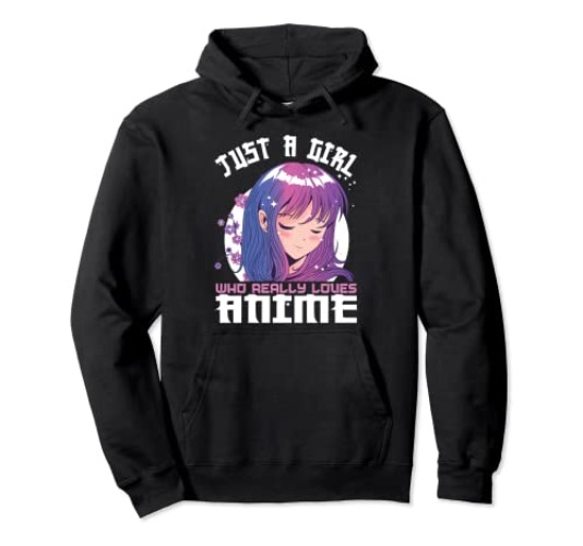 Anime Gifts for Teen Girls Just A Girl Who Loves Anime Pullover Hoodie - Adult Unisex - Royal Blue - XX-Large