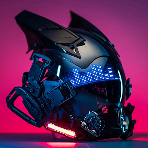 PDLING Cyberpunk Gothic Mask Helmet for Adult,Techwear mask, Halloween Cosplay Costume Accessory with LED Lamp, Futuristic Helmet