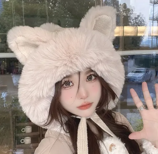 Fuzzy Cat Ear Hat