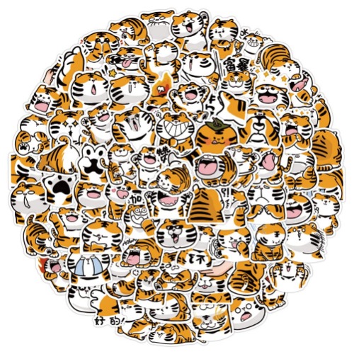 Stickers for Water Bottles, 120 Pcs/Pack Cute Tiger Theme Vinyl Waterproof Aesthetic Stickers for Hydro Flask, Laptop, Computer, Skateboard, Phone, Travel Case, Notebook for Teens Kids Girls Adults.
