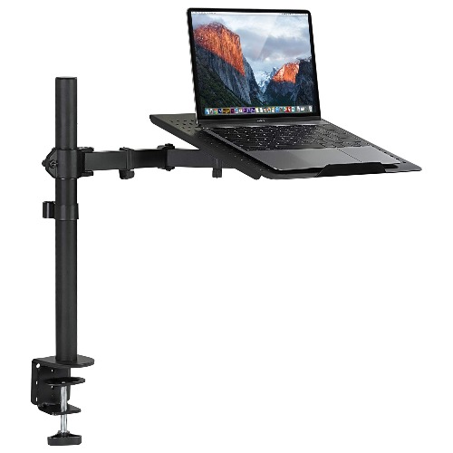 Mount-It! Laptop Desk Stand Mount | Articulating Vented Laptop Tray Mount | Fully Adjustable Laptop Arm Mount | Single Laptop Desk Extension with C-Clamp | Heavy-Duty Laptop Desk Stand (MI-4352LT) - 