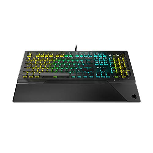 ROCCAT Vulcan Pro Tactile Optical PC Gaming Keyboard, Titan Switch Full Size, with Per-key AIMO RGB Lighting, Anodized Aluminum Top Plate and Detachable Palm/Wrist Rest, Low Profile, Black - Vulcan Pro - Tactile