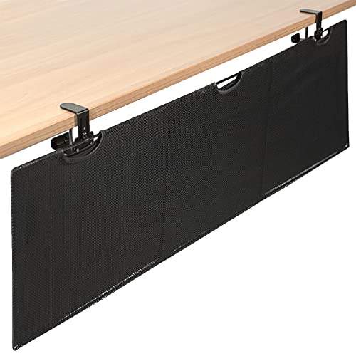 VIVO 60 Inch Clamp-on Privacy and Cable Management Organizer Sleeve, Wire Hider Kit Panel System, Desk Skirt, Black, DESK-SKIRT-60P - 60" Panel