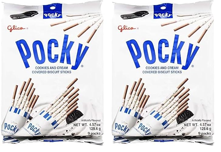 Glico Cookie And Cream Covered Cocoa Biscuit Sticks, 4.57 Ounce (Pack of 2) - Cookie & Cream - 4.57 Ounce (Pack of 2)