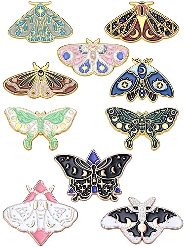 Janinka 10 Pcs Butterfly Enamel Pins Set Cute Enamel Backpack Lapel Pin Cool Horror Brooches for Steampunk Badge Jewelry - Chic Style