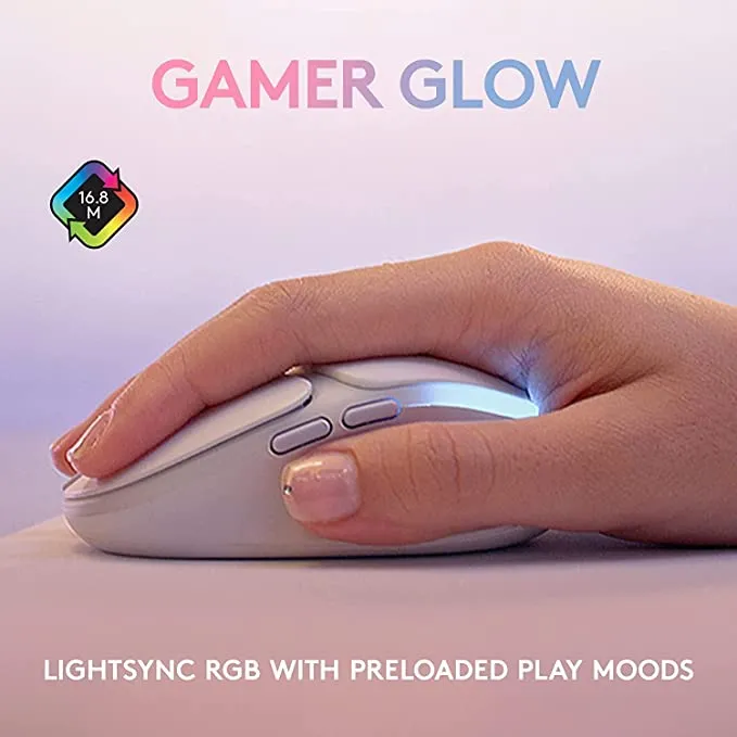 Logitech G705 Wireless Gaming Mouse, Customizable LIGHTSYNC RGB Lighting, Lightspeed, Bluetooth Connectivity, Lightweight, PC/Mac/Laptop - White Mist - G705 Mouse