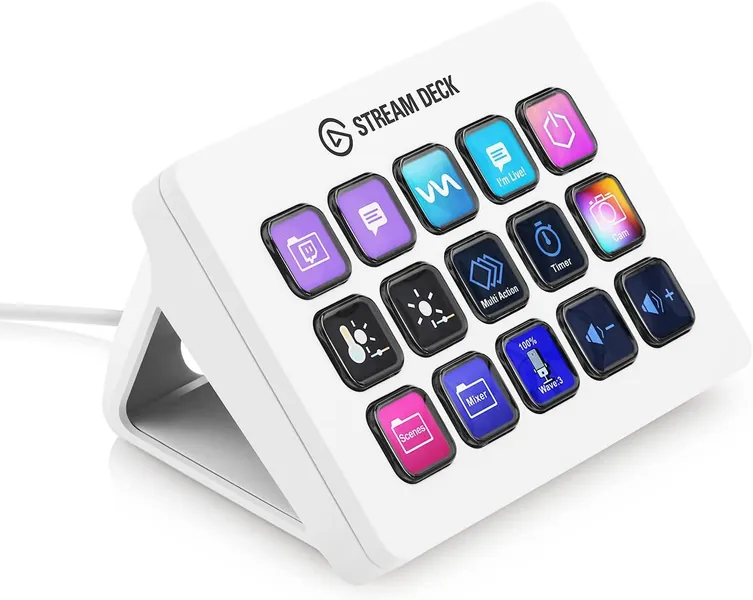Elgato Stream Deck MK.2 – Studio Controller, 15 macro keys, trigger actions in apps and software like OBS, Twitch, ​YouTube and more, works with Mac and PC - White