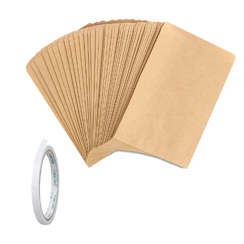 Lyaor 100 Stuks Kleine Kraftpapier Zakken 9x12cm Mini Kraft Envelop Kleine Bruine Zaad Zakjes Mini Papieren Zakjes voor Feestartikelen Sieraden Snoep Zaden Munten - met Dubbelzijdige Tape