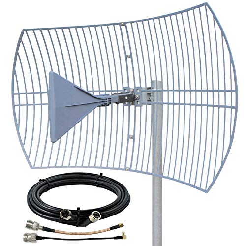Griddy: The Grid Parabolic 4G LTE, 5G NR, and WiFi Antenna Kit by Waveform | Requires Line of Sight | Range: 40 km | 26 dB | 600-6500 MHz Dish | Works with Boosters, LTE Modems (Complete Kit) - Complete Kit