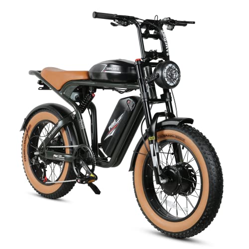 SAMEBIKE 1200W/2000W Electric Bike 48V 36Ah Battery Up to 130 Miles Electric Dirt Bike 20 Inch 4.0 Fat Tire Electric Bike for Adults Hydraulic Brakes Color Display Adult Electric Bicycles - Green - 2000w