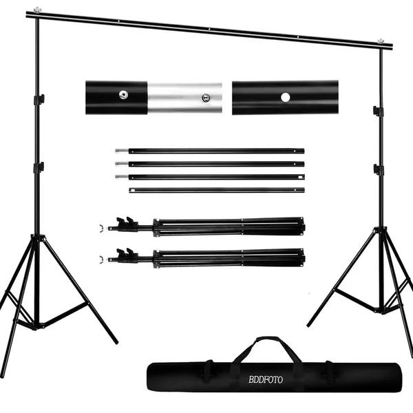 Backdrop Stand 6.5x10ft/2x3m, BDDFOTO Photo Video Heavy Duty Background Stand Support System for Parties with Carring Bag for Green Screen Muslin (6.5x10ft)