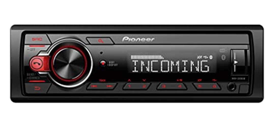 Pioneer MVH-330DAB 1-DIN receiver with DAB/DAB+, Bluetooth, Red illumination, USB and compatible with Android devices. - Single
