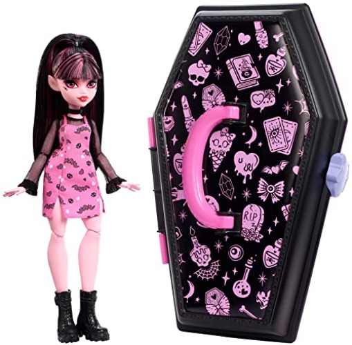 Monster High Playset, Draculaura Gore-ganizer, Beauty Organizer, Bat Clips, Comb and Mirror Compact, Stickers, Stamp Pen, For Creative Kids