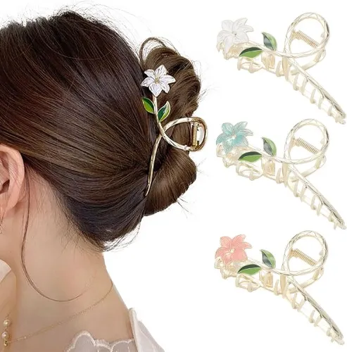 Flowery hair clips