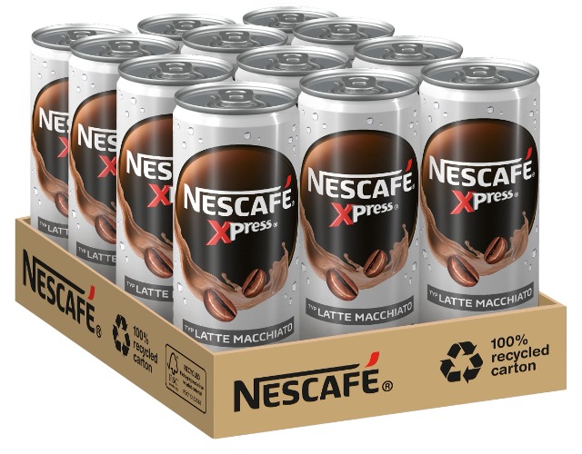 NESCAFÉ XPRESS Latte Macchiato, trinkfertiger Iced Coffee Latte Macchiato in der Dose für unterwegs, koffeinhaltig, 12er Pack (12 x 250ml) - NEU - NESCAFÉ XPRESS Typ Latte Macchiato Single