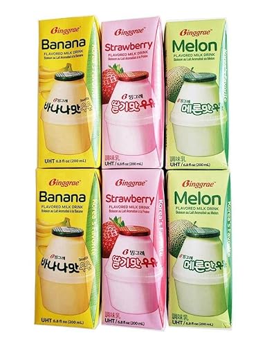 Binggrae Variety Flavored Milk Drink - 6.8 Fl Oz (Pack of 6)