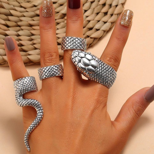 4Pcs Snake Ring Set