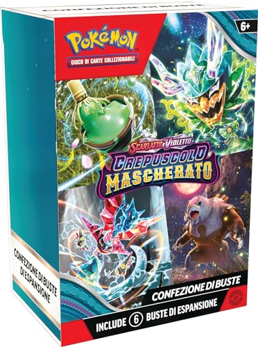 Confezione di buste dell’espansione Scarlatto e Violetto - Crepuscolo Mascherato del GCC Pokémon (sei buste di espansione), edizione in italiano