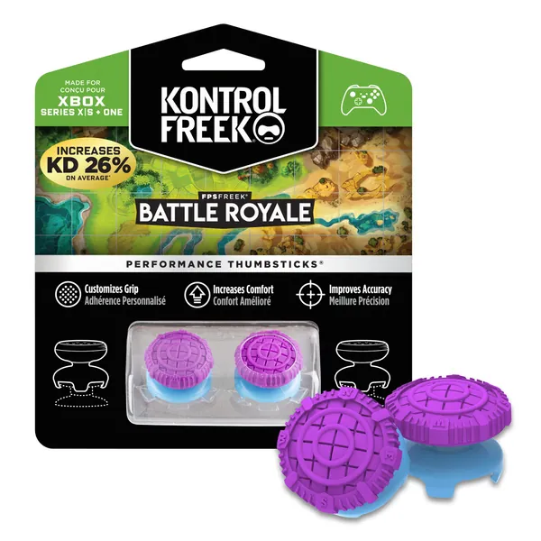 KontrolFreek FPS Freek Battle Royale for Xbox One and Xbox Series X Controller | Performance Thumbsticks | 2 High-Rise Convex (Domed) | Purple - 