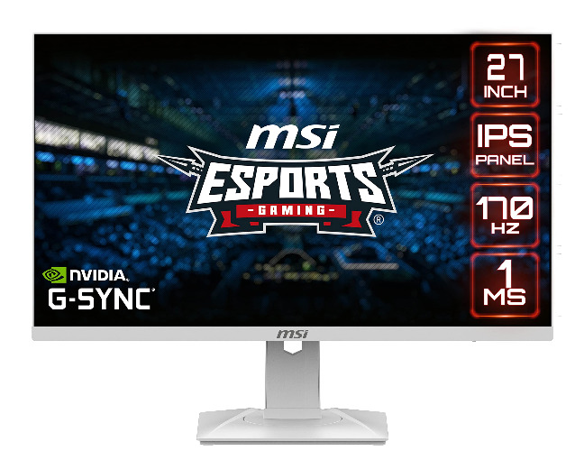 MSI G274RW, 27" Gaming Monitor, 1920 x 1080 (FHD), IPS, 1ms, 170Hz, G-Sync Compatible, HDR Ready, HDMI, Displayport, Tilt, Swivel, Height Adjustable