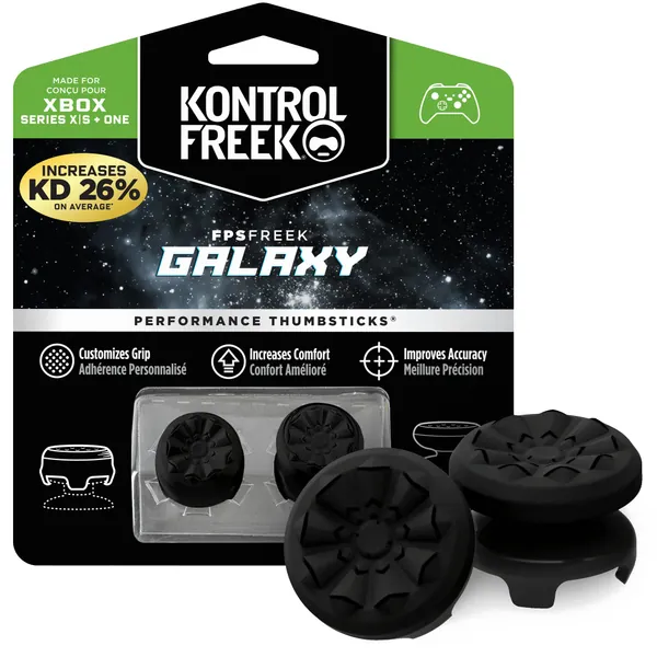 KontrolFreek FPS Freek Galaxy Black for Xbox One and Xbox Series X Controller | 2 Performance Thumbsticks | 1 High-Rise, 1 Mid-Rise | Black (Limited Edition) - 
