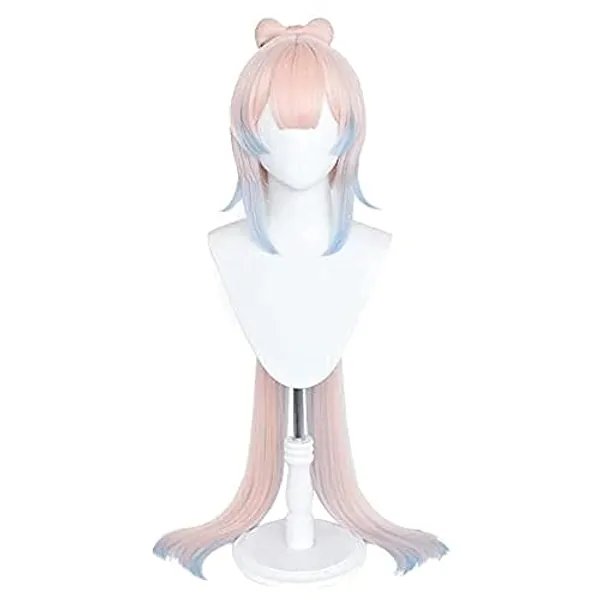 QDPJ langes Ombre-Haar für Genshin Impact Sangonomiya Kokomi Cosplay Perücke mit Pony-Clip Pferdeschwanz und Perückenkappe