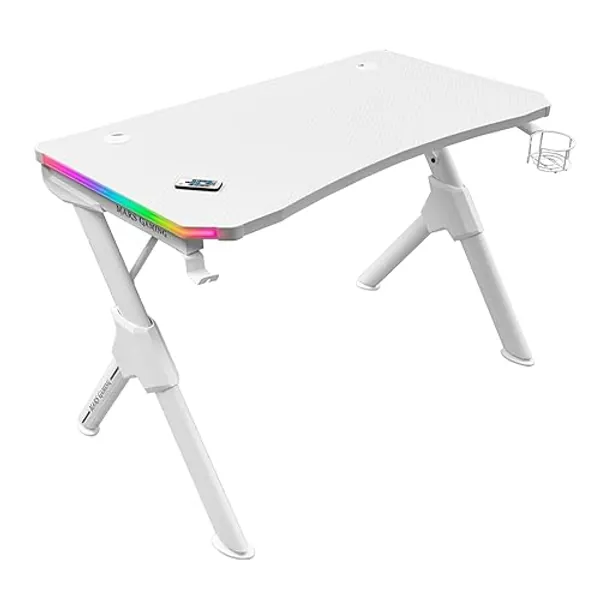 Mars Gaming MGDRGBW, RGB Gaming Tisch, Headset + Flaschenständer, 110x60cm, Weiß