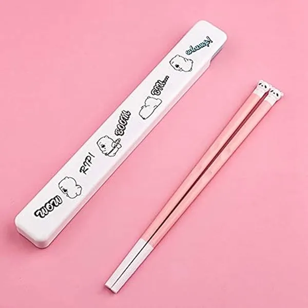 Tragbare Essstäbchen Kinder Studenten Silikon Leichter Essstäbchen mit Etui, 198 mm lang, wiederverwendbares tragbares Utensil für Camping, Reisen (Rosa)
