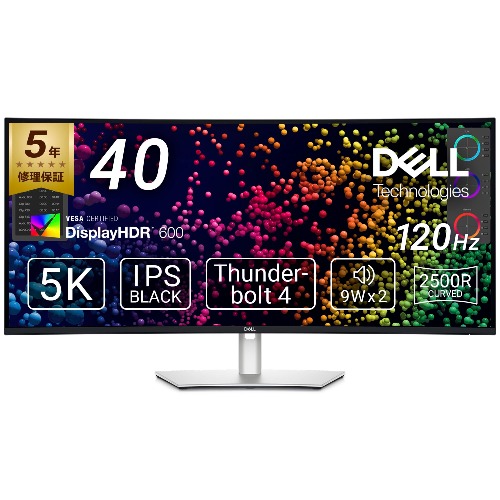 Dell U4025QW-A 39.7-inch Curved Thunderbolt Hub Monitor (WUHD/IPS Black, Matte / 2500R Curved Surface/DP,HDMI,Thunderbolt 4,USB Type-C/Internal Speakers/Wired Ethernet/BT.709 - [U4025QW-A] [Curved surface] 39.7"/5K (W...
